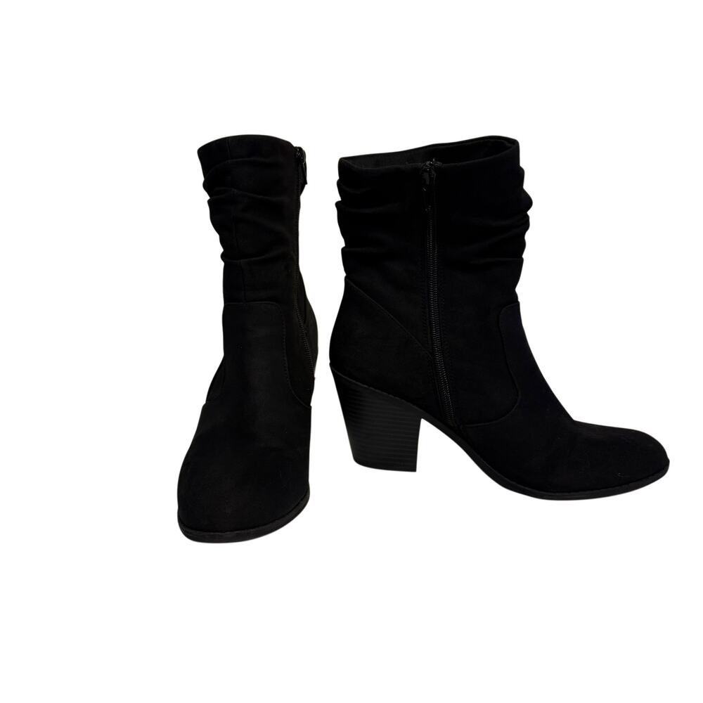 Kim Rogers Huntley Black Slouchy Suede Ankle Boots Booties 9M